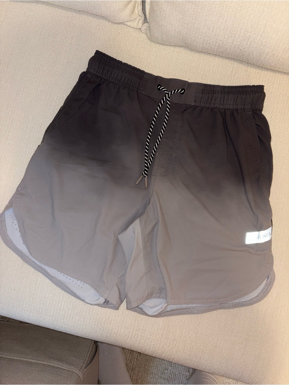 Men's Ombré Black Athletic Shorts with Drawstring